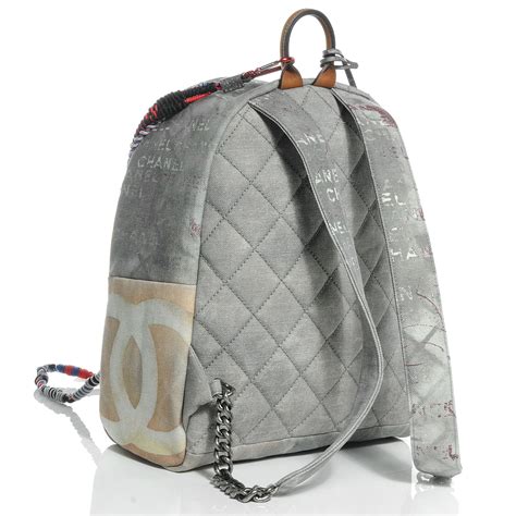 chanel graffiti printed canvas medium backpack grey|chanel backpack gabrielle.